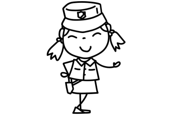 A Whimsical Illustration of a Smiling Character in a Uniform