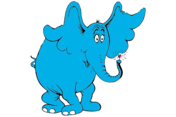 A Playful Blue Elephant with a Pink Trunk