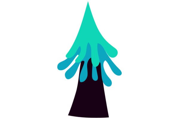 Stylized Illustration of a Tree with a Blue Trunk and Green Leaves