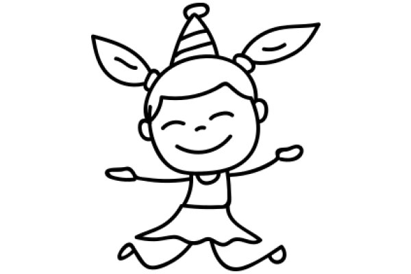 A Whimsical Illustration of a Happy Character Celebrating with a Party Hat