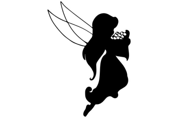 Silhouette of a Fairy with a Flute