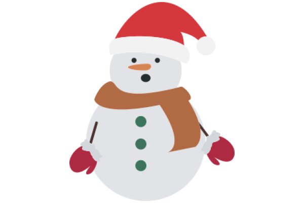 A Festive Christmas Greeting: A Snowman in a Santa Hat and Red Gloves