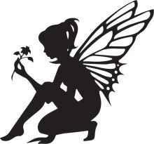 Silhouette of a Fairy with a Flower