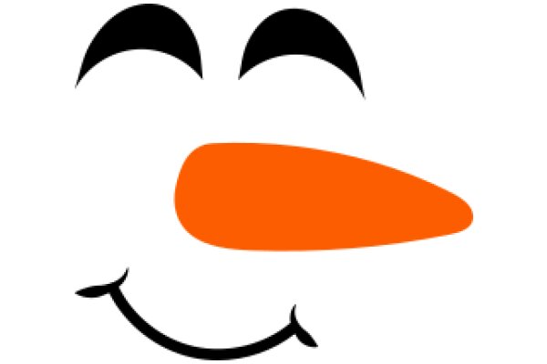 A Smiling Cartoon Carrot with Black Eyes and Orange Nose