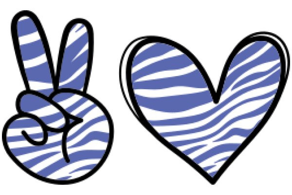 A Playful Pair: A Zebra Heart and a Peace Sign