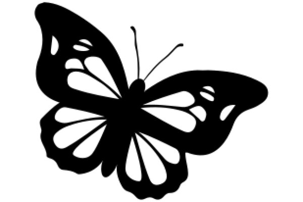 Stylized Black Silhouette of a Butterfly