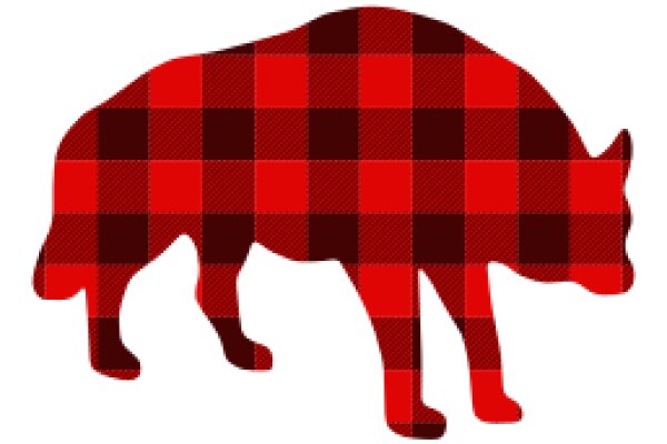 Stylized Red and Black Plaid Wolf Icon