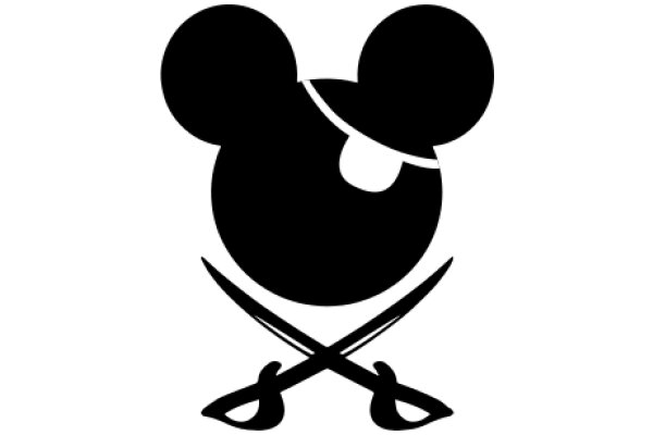 Minimalist Mickey Mouse Icon with Swords