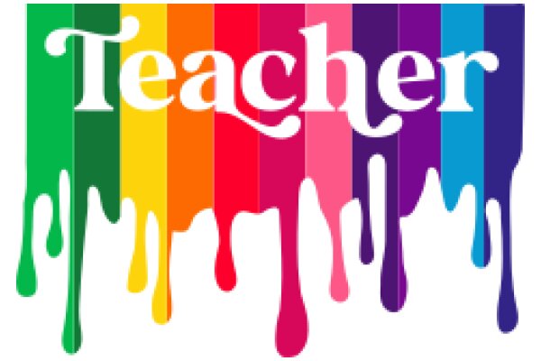 Vibrant Rainbow Splatter with the Word 'Teacher' in White