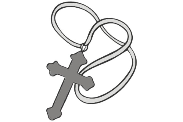 A Simple, Gray Cross with a Ring